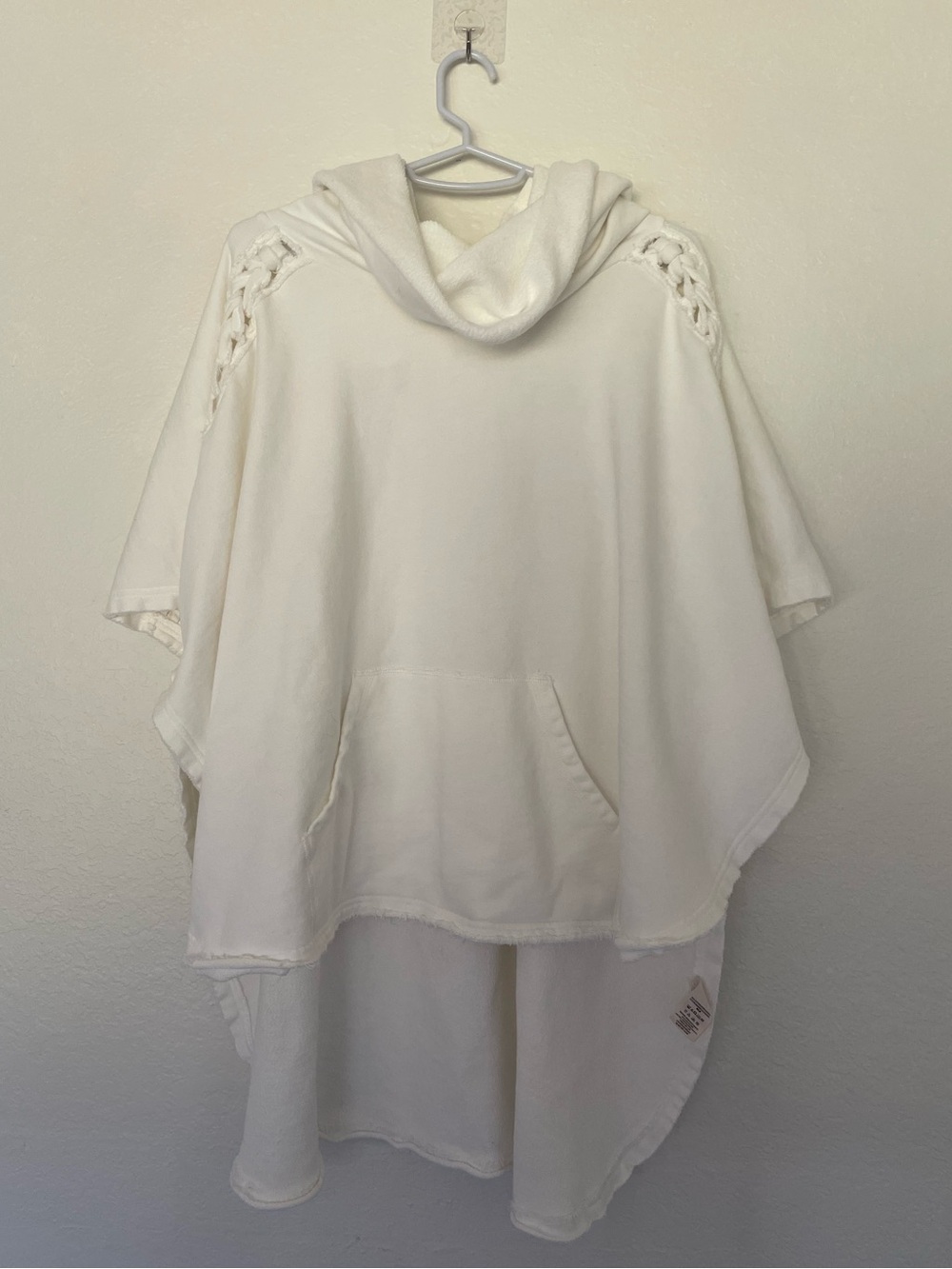 100% cotton cowl neck dropback poncho